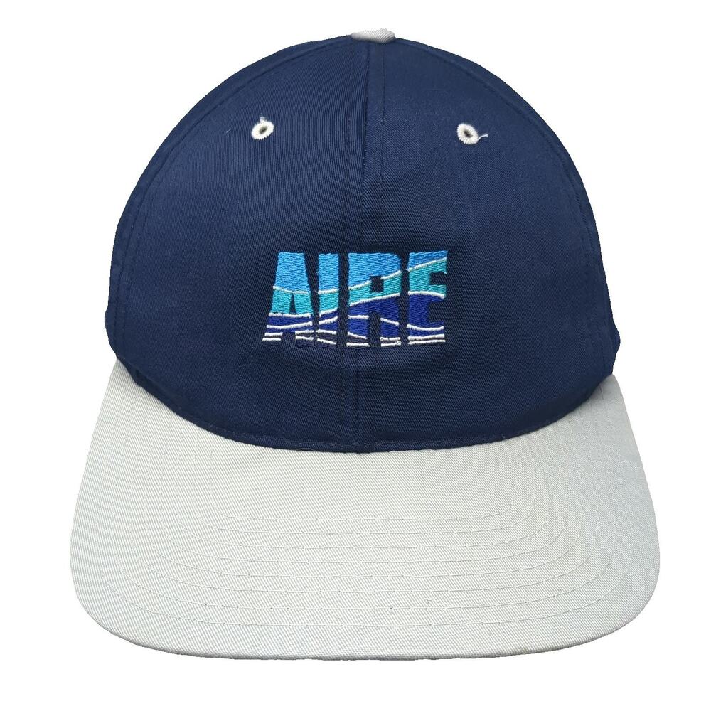 AIRE Inflatable Rafting Logo Blue Gray Snapback Hat One Size Green Underbrim